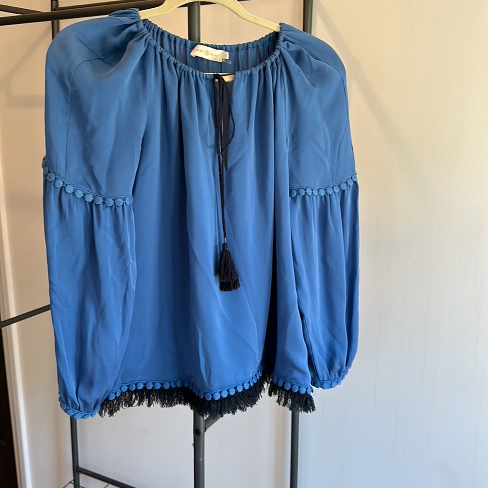 Tory Burch blouse boho chic! Size 8 blue